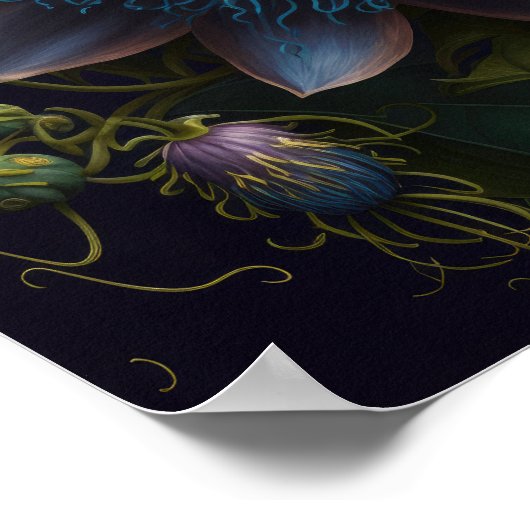 Blue Passion Flowers Art Imprimer Poster (Coin)