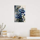 Blue Passion Flowers Art Imprimer Poster (Cuisine)