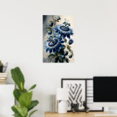 Blue Passion Flowers Art Print Poster (Thuiskantoor)
