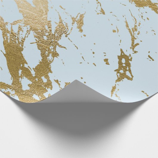 Blue Pastel Celestial Gold Marble Shiny Glam Cadeaupapier (Hoek)