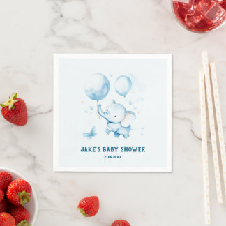 Blue Pastel Elephant Baby shower servetten
