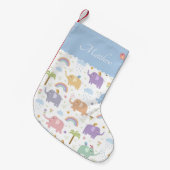 Blue Pastel Elephant Pattern for Little Boy Kleine Kerstsok (Voorkant (Hangend))