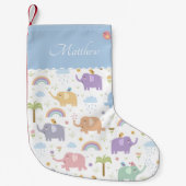 Blue Pastel Elephant Pattern for Little Boy Kleine Kerstsok (Voorkant)