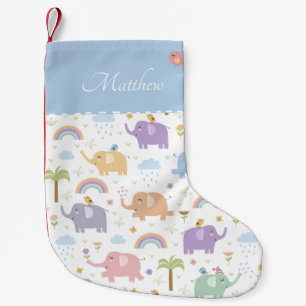 Blue Pastel Elephant Pattern for Little Boy Kleine Kerstsok