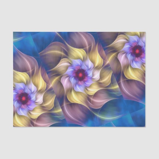Blue Pastel Fractal Flower Abstract Tissuepapier (Voorkant)