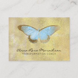 *~* Blue Pastel Glitter Fantasy Gilded Butterfly Visitekaartje
