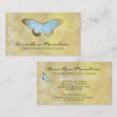 *~* Blue Pastel Glitter Gilded Butterfly Fantasy Visitekaartje (Voorkant / Achterkant)