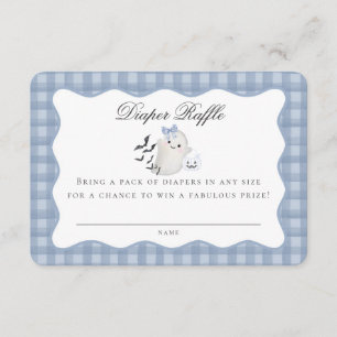 Blue Pastel Little Boo Ghost Diaper Raffle Insert Informatiekaartje