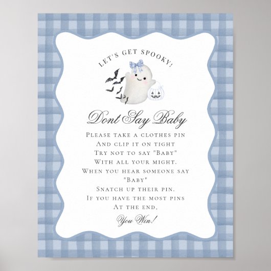 Blue Pastel Little Boo Ghost Dont Say Baby Game Poster (Voorkant)