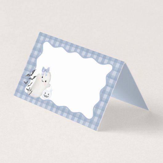 Blue Pastel Little Boo Ghost Party Carte pliée (Front)