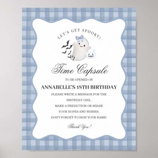 Blue Pastel Little Boo Ghost Time Capsule spel Poster (Voorkant)