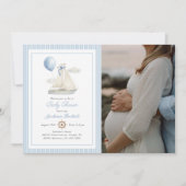 Blue Pastel Nautical Sail Boat Baby shower Foto Kaart (Voorkant)
