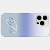 Blue Pastel Ombre Initiaal Monogram Aangepaste naa Case-Mate iPhone Case (Achterkant (horizontaal))