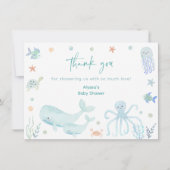 Blue Pastel Onder het Zeeen Baby shower Bedankkaart (Voorkant)
