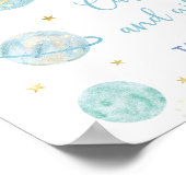 Blue Pastel Space Kaarten en cadeaus Verjaardagste Poster (Hoek)