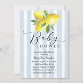 Blue Pastel Stripes Citroen Baby shower Kaart (Voorkant)