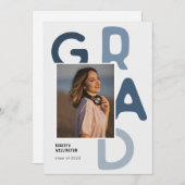 Blue Pastel Typography Photo 2023 Afstuderen Aankondiging (Voorkant / Achterkant)