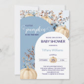 Blue Pastel Waterverf Pompoen herfst wilde bloemen Kaart (Voorkant)