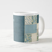 Blue Patchwork aangepaste Jumbo-Mok Extra Grote Beker (Voorkant rechts)