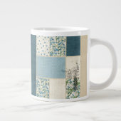 Blue Patchwork aangepaste Jumbo-Mok Extra Grote Beker (Rechts)