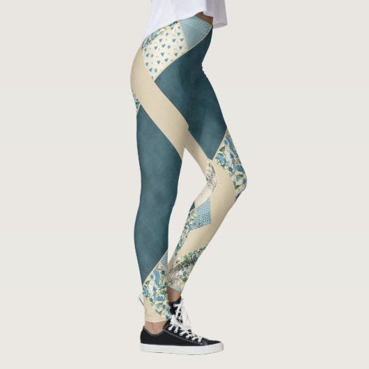 Blue Patchwork Leggings Yoga Pants (Rechts)