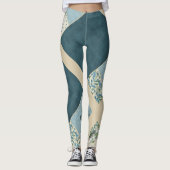 Blue Patchwork Leggings Yoga Pants (Voorkant)