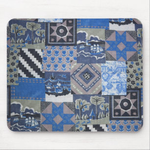 Blue Patchwork Mousepad Muismat