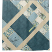 Blue Patchwork Shower Curtain Douchegordijn (Voorkant)