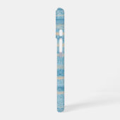 Blue Patchwork Stripe Phone Case iPhone 16 Hoesje (Linkerkant)