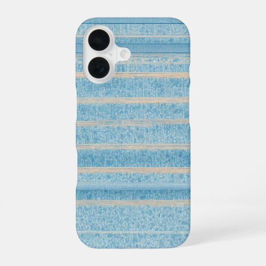 Blue Patchwork Stripe Phone Case iPhone 16 Hoesje (Achterkant)