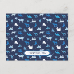 Blue Patterings Longhorns Pattern Briefkaart