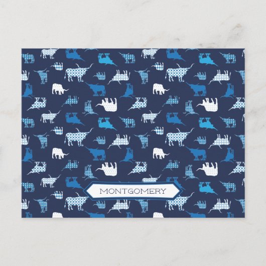 Blue Patterings Longhorns Pattern Briefkaart (Voorkant)