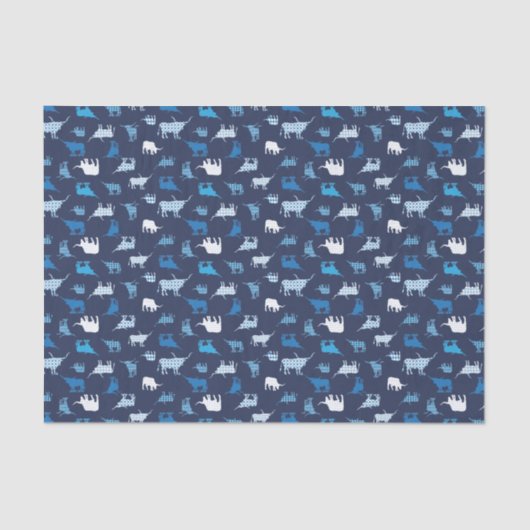 Blue Patterings Longhorns Pattern Tissuepapier (Voorkant)