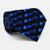 Blue Pattern & Black Stripes Stropdas (Opgerold)