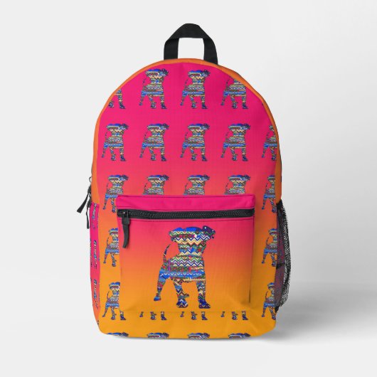 Blue Pattern Dog Kinder roze geel Bedrukte Rugzak (Voorkant)