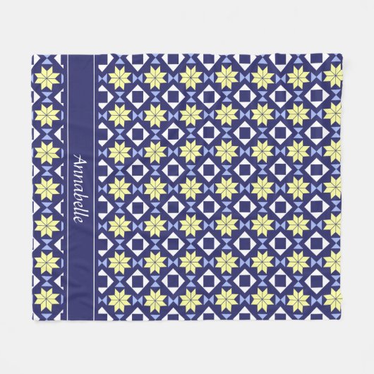 Blue Pattern Fleece Deken (Voorkant (Horizontaal))