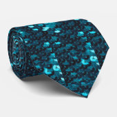 Blue Pattern Glitter Sequin Wedding or Holiday Str Stropdas (Opgerold)