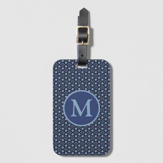 Blue  Pattern Monogram Bagagelabel (Voorkant (verticaal))