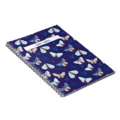 Blue Patterned Butterfly Notitieboek met roze acce (Rechterzijde)
