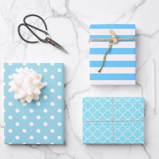 Blue Patterned Inpakpapier Vel (Voorkant)