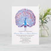 Blue Pauw huwelijksuitnodiging Kaart (Staand voorkant)