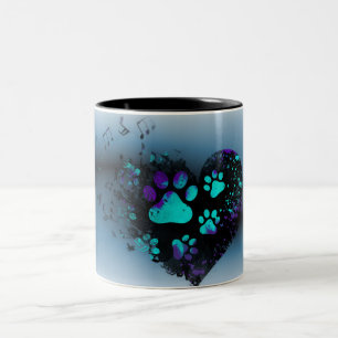 Blue Paw Heart Mok