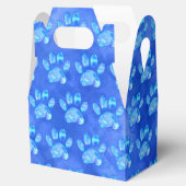 Blue Paw Print Aangepaste Waterverf Bedankdoosjes (Geopend)