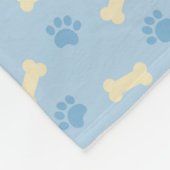 Blue Paw Print Bone Patroon Fleece Deken (Hoek)