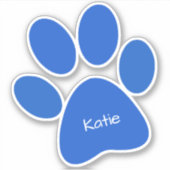 Blue Paw Print Custom-Cut Vinyl Sticker (Voorkant)