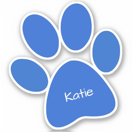 Blue Paw Print Custom-Cut Vinyl Sticker (Voorkant)