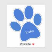 Blue Paw Print Custom-Cut Vinyl Sticker (Vel)