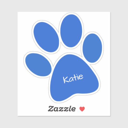 Blue Paw Print Custom-Cut Vinyl Sticker (Vel)