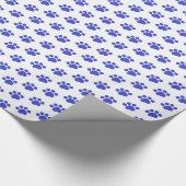 Blue Paw Print Patroon Cadeaupapier (Hoek)