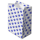 Blue Paw Print Patroon Medium Cadeauzakje (Achterkant Gekanteld)